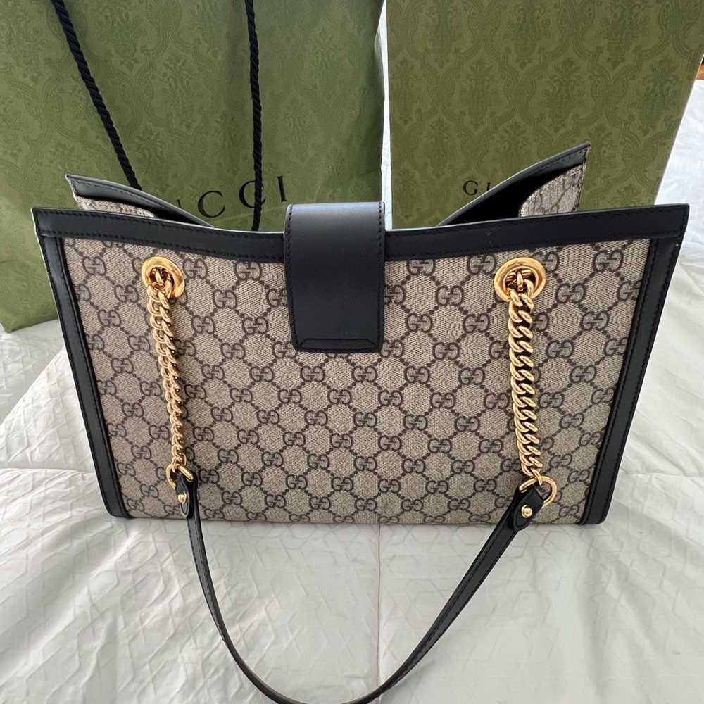 Gucci Padlock Medium Handbag Coated Canvas with Black Leather Trim + Box & Bag!! - Picture 4 of 9